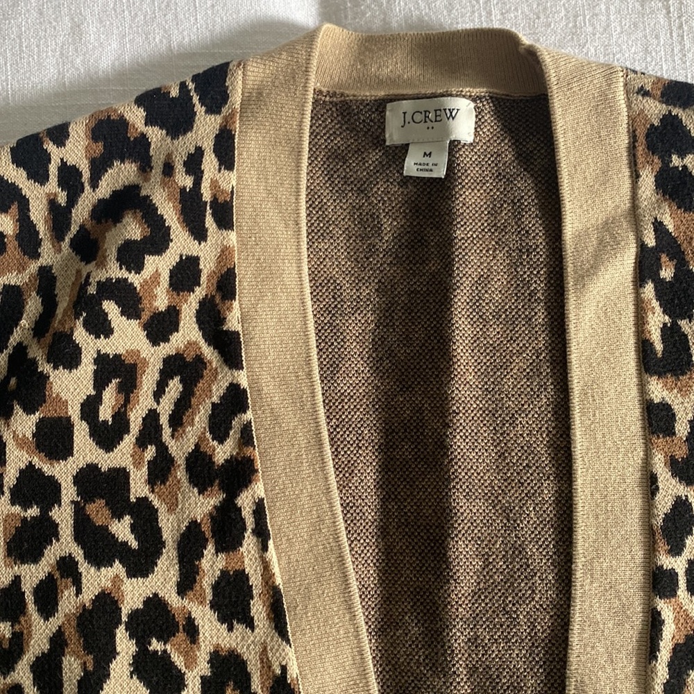 J Crew Leopard Open Cardigan Sweater size Medium